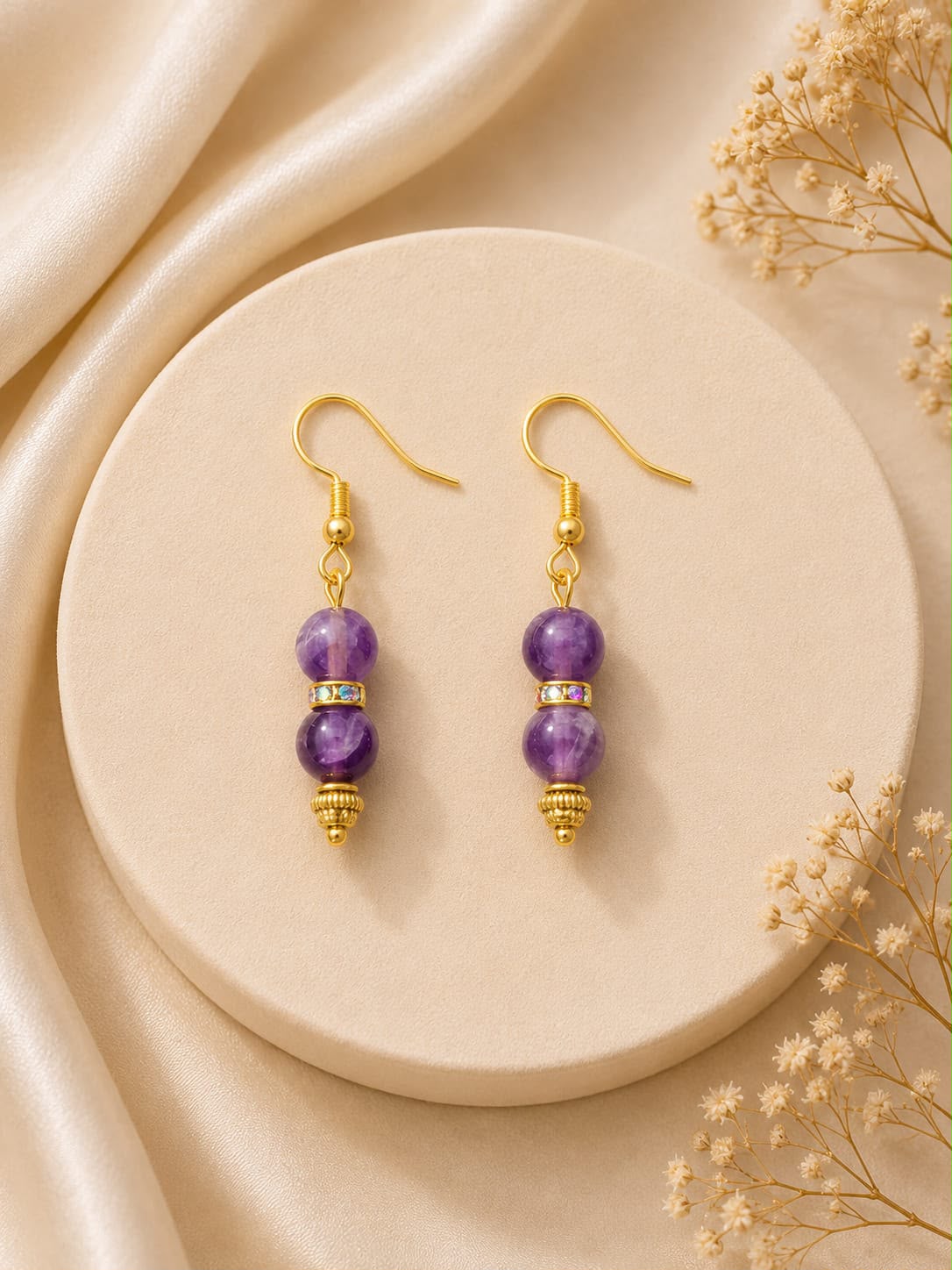Amethyst in 18K gold plated silver
