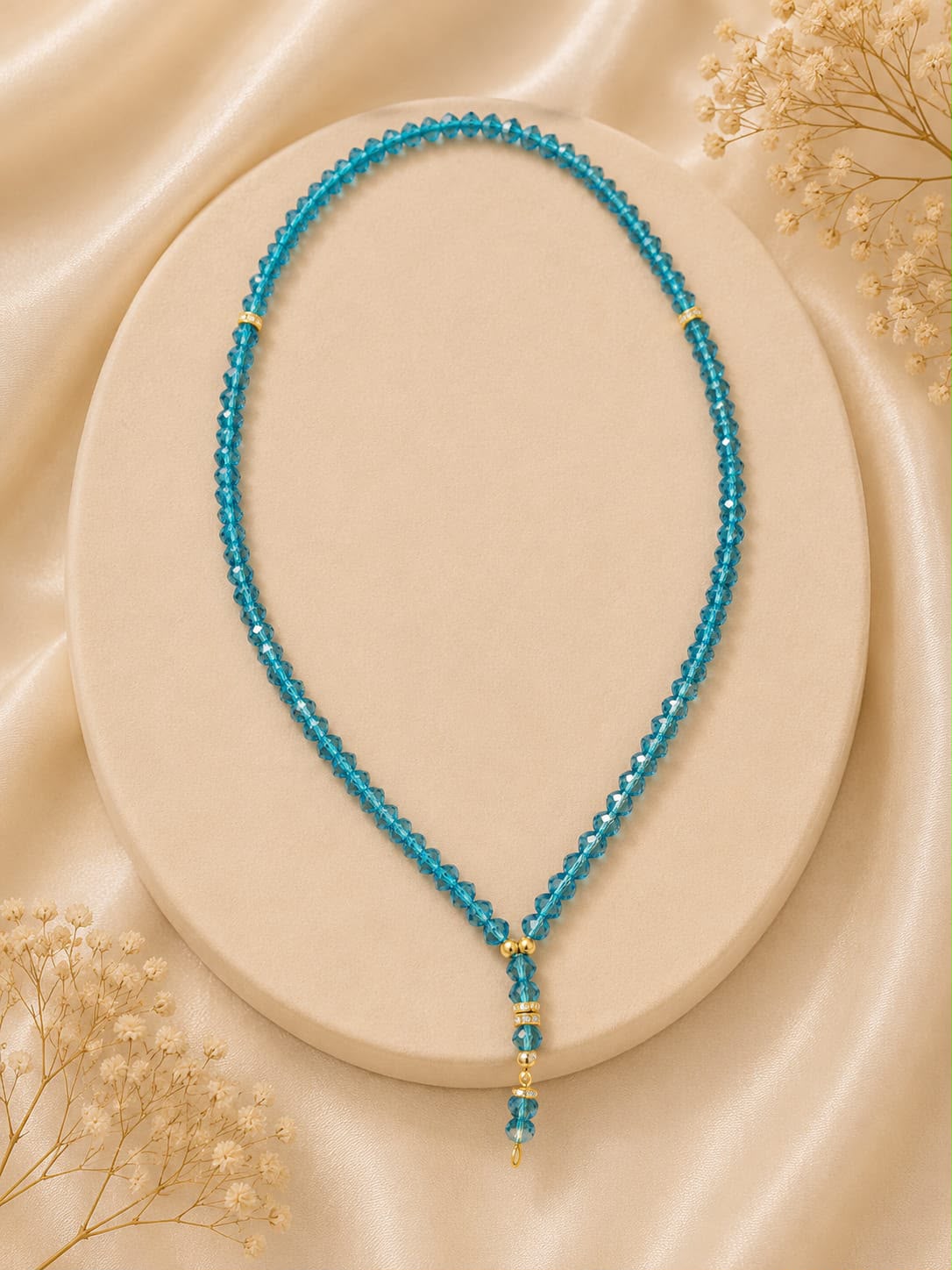 Blue Crystal Glass Beads, 8 mm