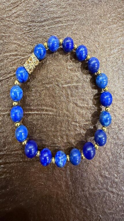 Lapis Lazuli bracelet with 18K gold plated silver spacer beads