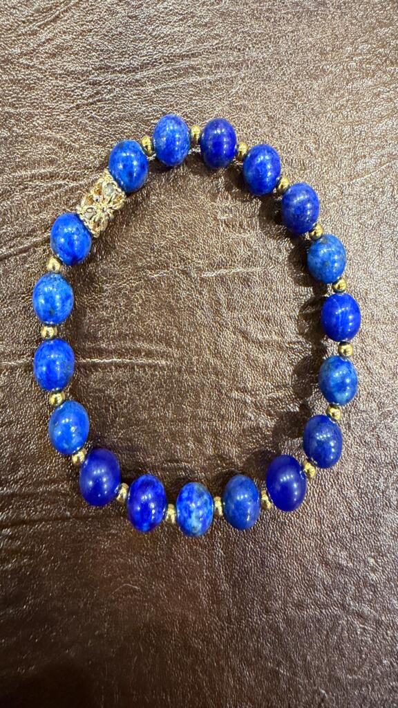 Lapis Lazuli bracelet with 18K gold plated silver spacer beads