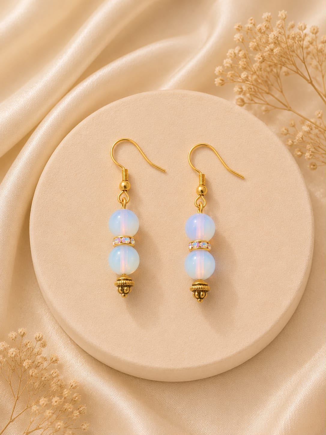 Opal earrings in 18K gold plated silver