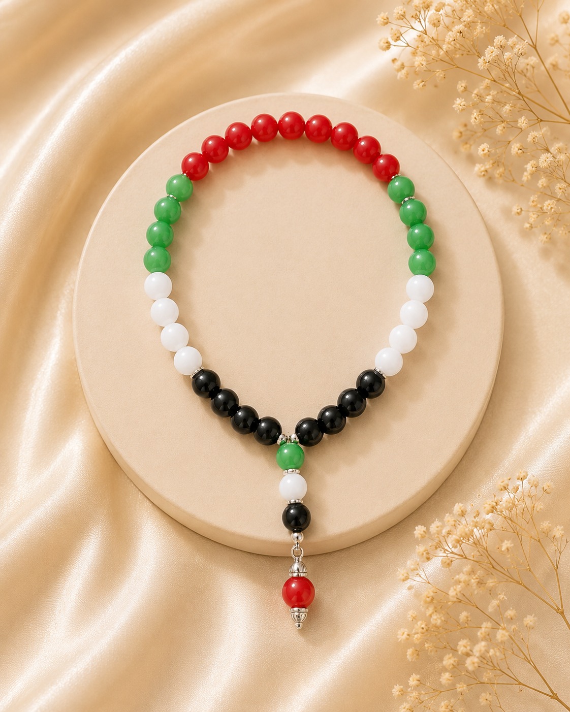 Palestine- white, green and red Jade