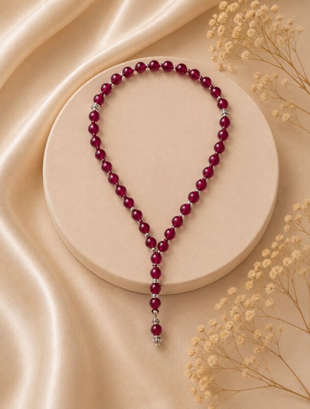 Red rose Jade, 8mm 33 beads